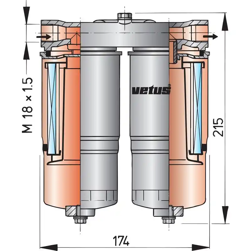 Vetus filtre séparateur ws720 - 720 l/h Nouvelle Collection