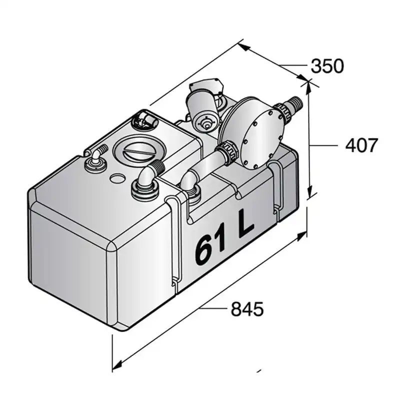 Vetus réservoir eaux noires et grises wws - 61 l + pompe emp140 - 12 v Nouvelle Collection