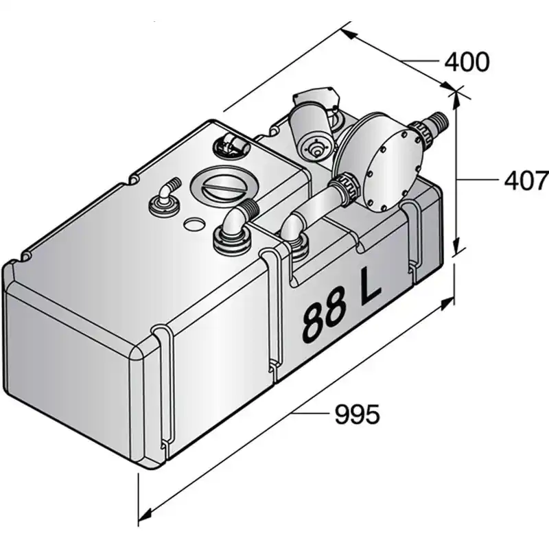Vetus réservoir complet wws 88l - 12v Seulement Aujourd'hui