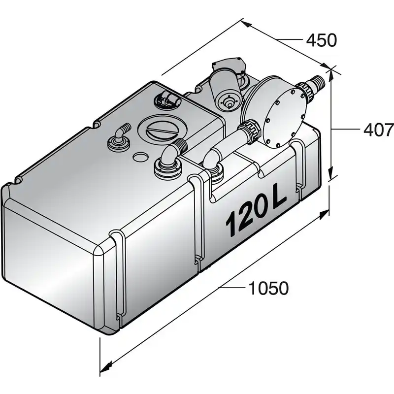 Quantité Limitée Vetus réservoir eaux noires et grises wws - 120 l + pompe emp140 - 24 v