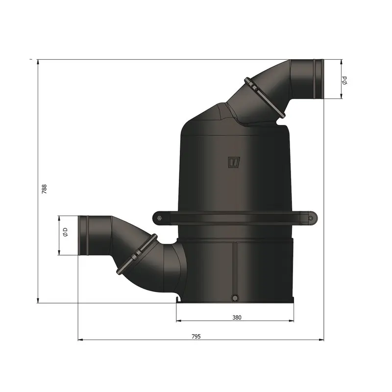 Collecteur d‘eau Vetus, noir, Ø152mm Expédié Aujourd'hui