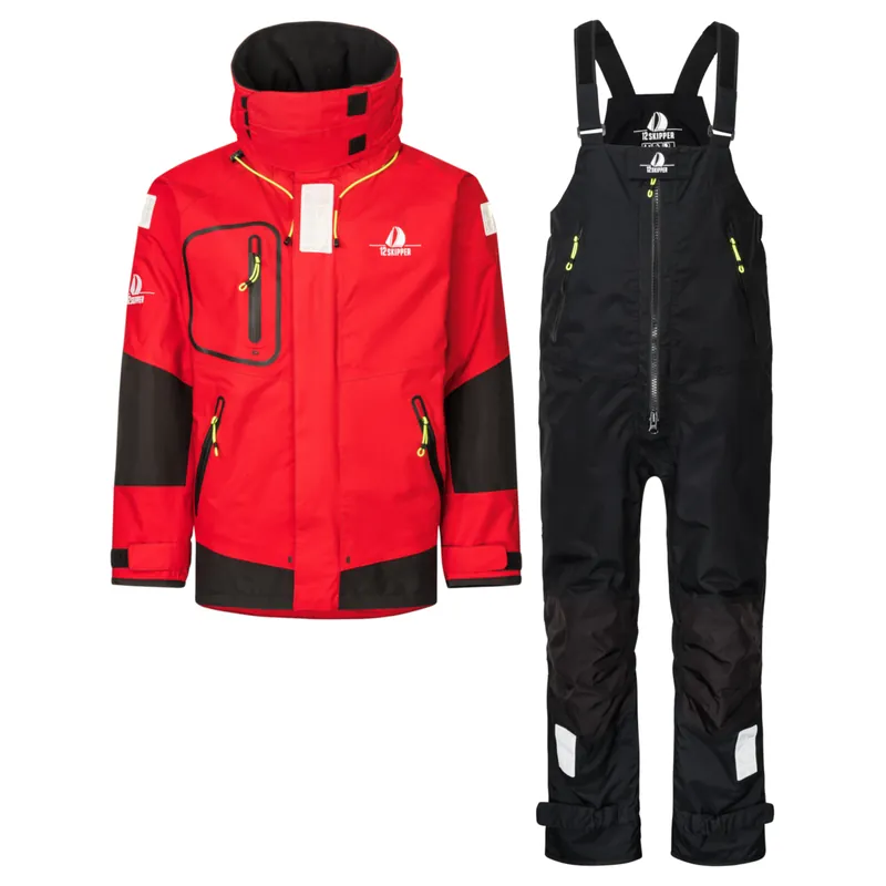 DEAL 12skipper Magellan Offshore Set Unisex - Veste rouge XXL, pantalon noir XL Promotion Saisonnière