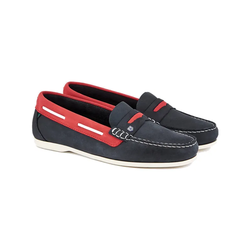 Retour Gratuit Dubarry Belize mocassin bateau, femme - bleu marine/rouge, pointure 38