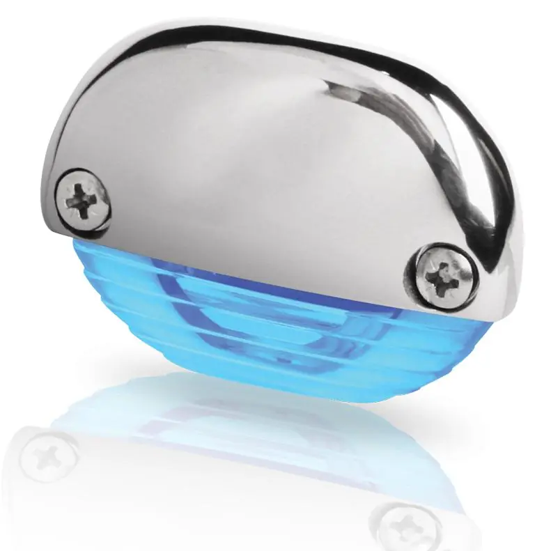 Prix Choc Hella Marine Série 8560 Easy Fit lampe de marche LED – boîtier en acier inoxydable poli, couleur de lumière bleue
