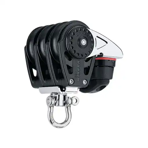 Livraison Express Harken 57mm Carbo poulie d‘écoute de grand-voile - triple épaisseur avec manille d‘émerillon et taquet coinceur