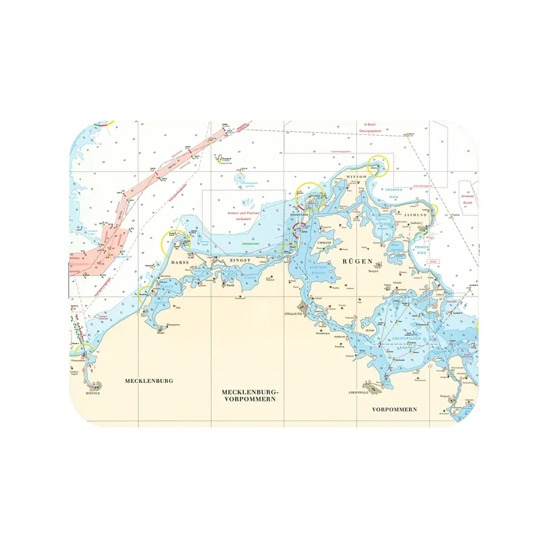 Set de table avec carte marine - Rügen - Dimensions 40 x 30 cm Retour Gratuit