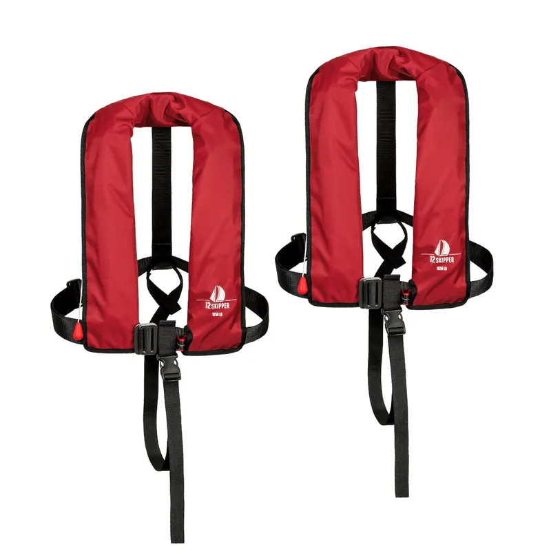 Usine Directe Lot de 2 12skipper gilet de sauvetage automatique 165N ISO avec harnais - rouge