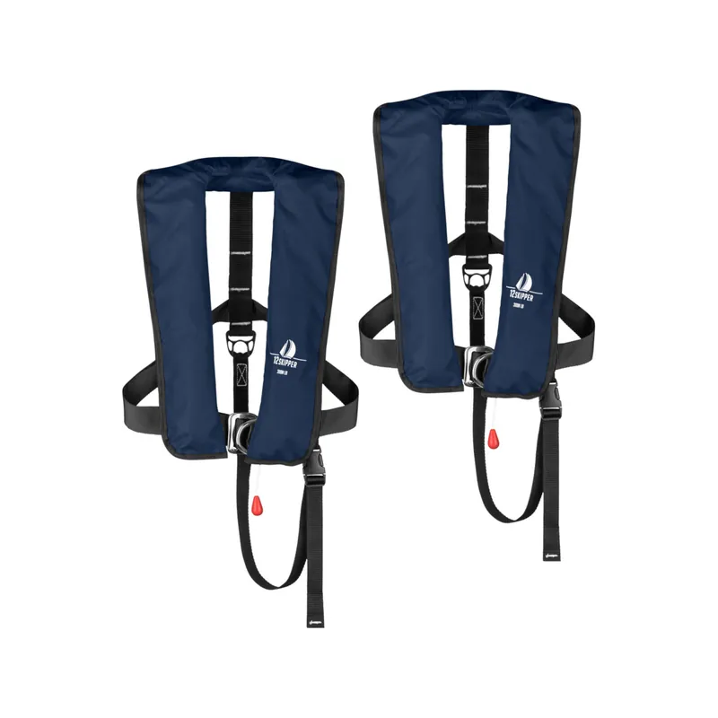 Commande En Gros Lot de 2 12skipper gilet de sauvetage automatique 300N ISO avec harnais - bleu marine