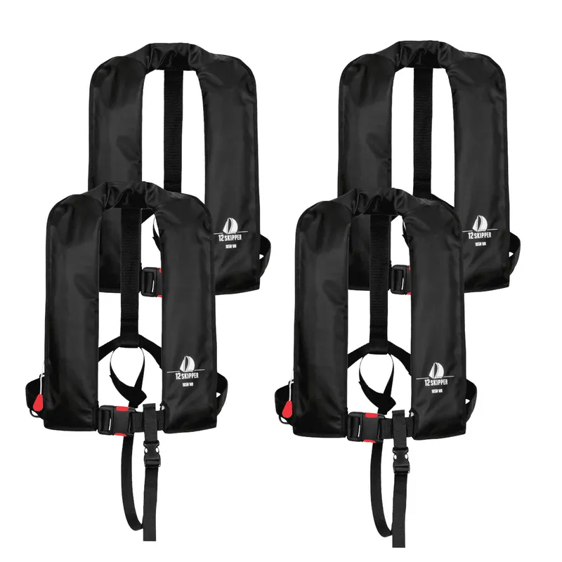 Vente Flash Lot de 4 12skipper gilet de sauvetage automatique 165N ISO - noir