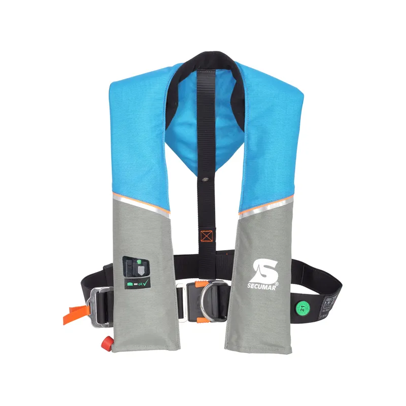 Nouvelle Collection Secumar Ultra 170 gilet de sauvetage automatique 165N avec harnais et lifebelt, bleu clair/gris
