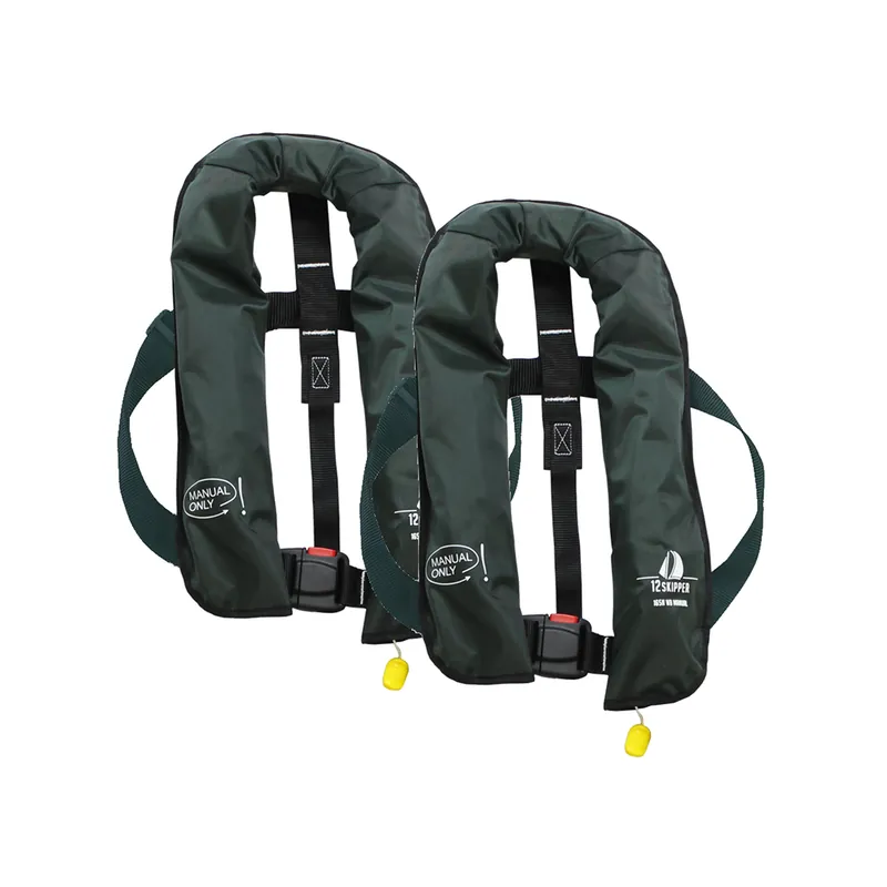 Usine Directe Lot de 2 12skipper gilet de sauvetage 165N ISO à déclenchement manuel - vert olive