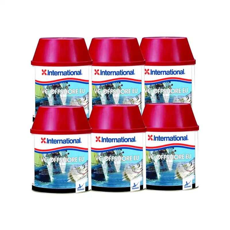 Offre Spéciale PROMO International Ensemble de 6 VC Offshore EU Antifouling doverweiss - 6x 750ml = 4,5 l