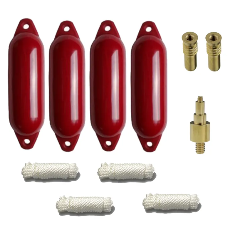 Set de 4 pare-battage de Majoni Star 15, avec lignes de pare-battage, 2 valves de rechange, 1 adaptateur de valve - rouge bordeaux, 45 x 12 cm Usine Directe