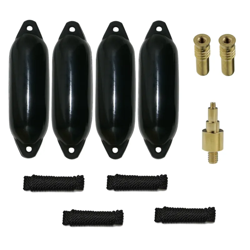 Achat Immédiat Set de 4 pare-battage de Majoni Star 25, avec lignes de pare-battage, 2 valves de rechange, 1 adaptateur de valve - noir, 58 x 15 cm