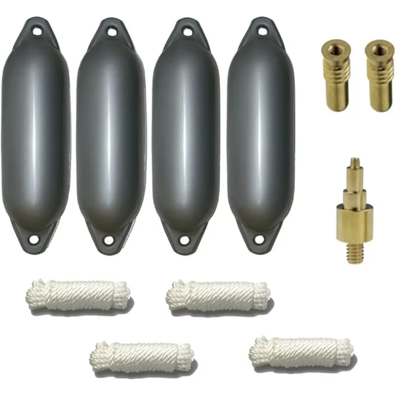 Offre Du Jour Set de 4 pare-battage de Majoni Star 25, avec lignes de pare-battage, 2 valves de rechange, 1 adaptateur de valve - argent, 58 x 15 cm