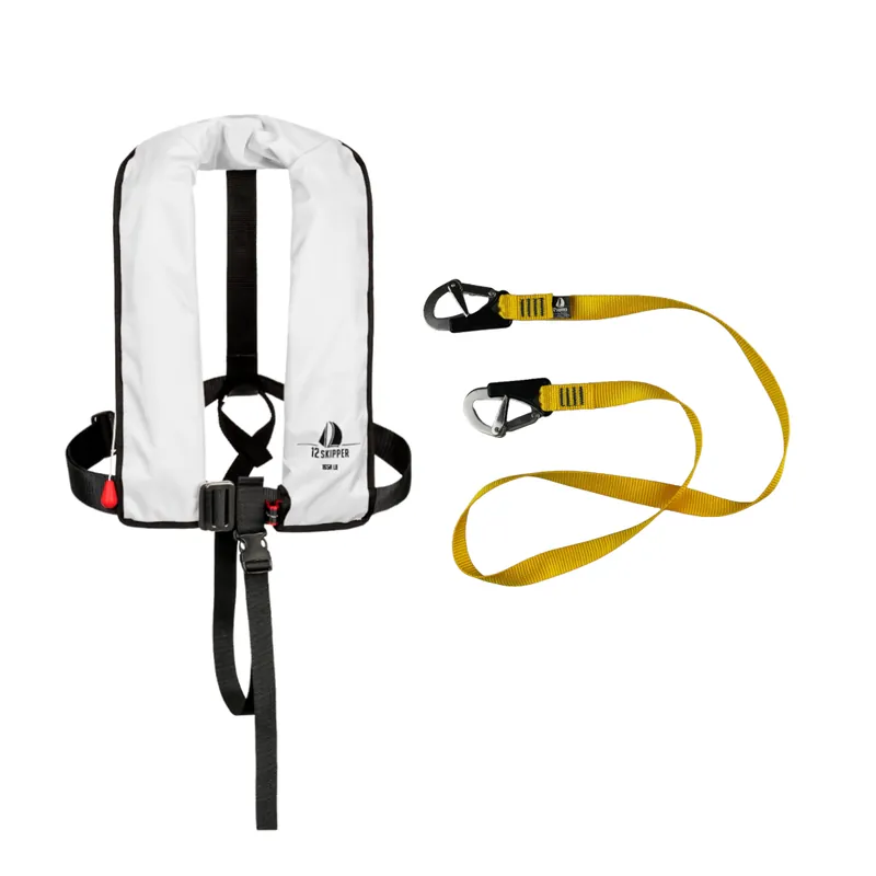 Meilleur Choix Set 12skipper gilet de sauvetage automatique 165N ISO Harness, blanc incl. lifeline