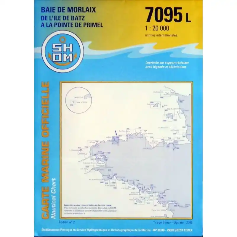 Carte marine 7095 L Baie de Morlaix - Ile de Batz SHOM Populaire
