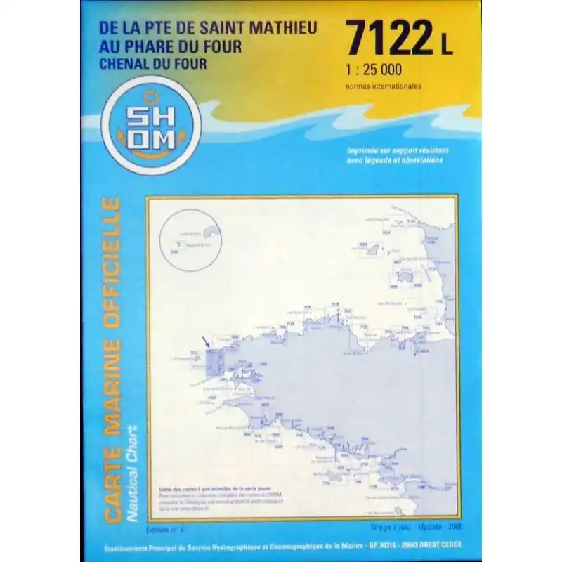 Carte marine 7122 L Pte St Mathieu Phare du Four SHOM Promotion
