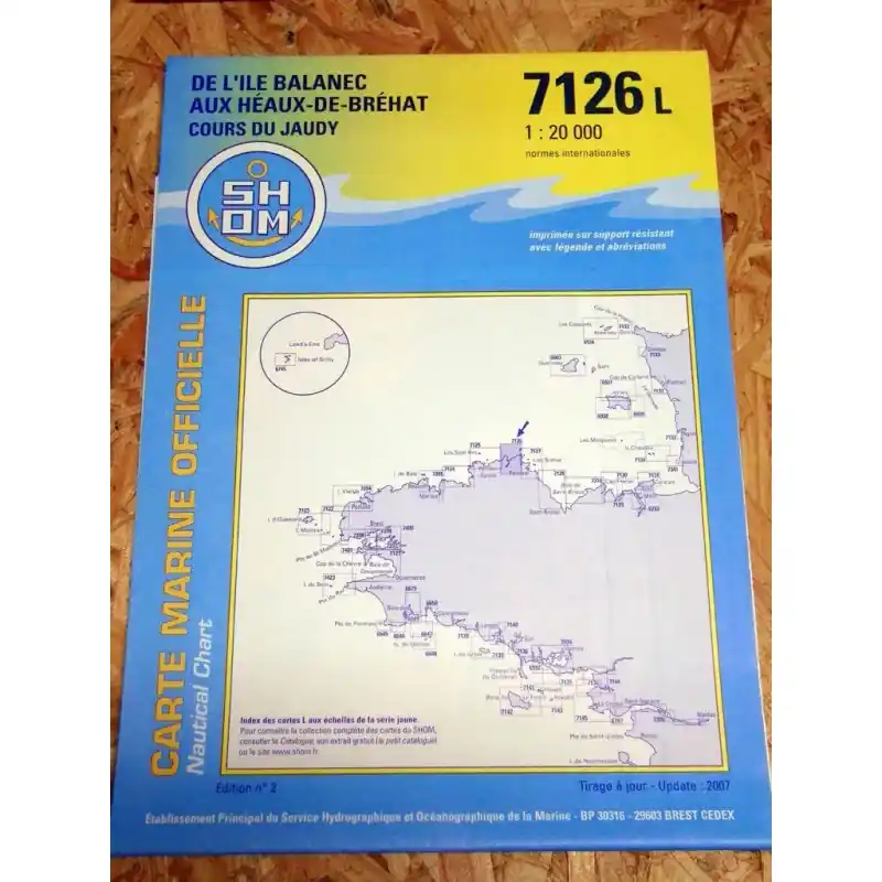 Carte marine 7126 L île Balanec aux Héaux de Bréhat SHOM Réduction