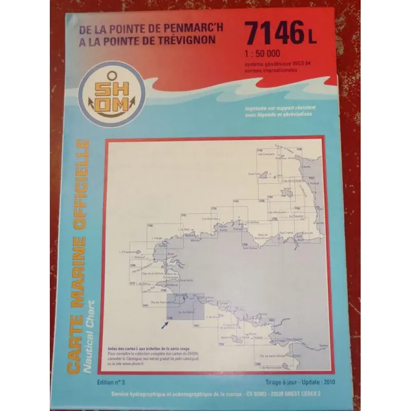 Expédié Aujourd'hui Carte marine 7146L De la Pte de Penmarch à Trevigon SHOM