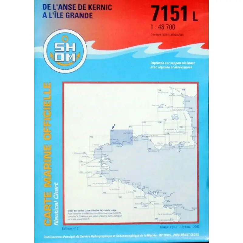 Bon Marché Carte marine 7151 L anse de Kernic à l‘Ile Grande SHOM