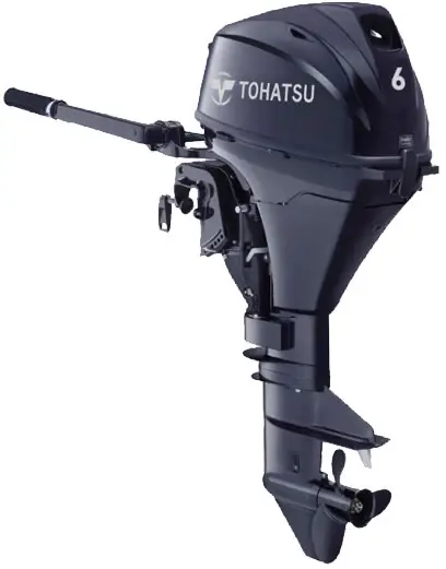 Moteur hors bord Tohatsu 6cv 4T Bi cylindres arbe long démarrage électrique barre franche Haute Qualité