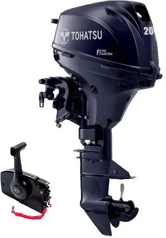 Soldes Moteur hors bord Tohatsu 20CV 4T arbre court démarrage électrique commande à distance power trim
