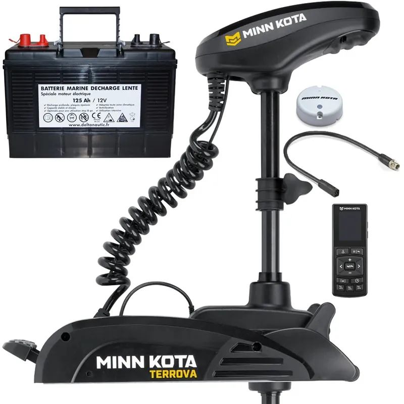 Promotion Saisonnière Pack moteur avant de pêche Minn Kota Terrova 55 lbs 137cm GPS sans pédale sans chargeur