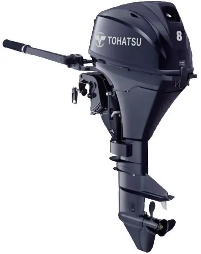 Moteur hors bord Tohatsu 8CV 4T arbre long démarrage électrique barre franche Promotion Saisonnière