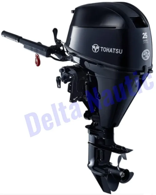 Moteur hors bord Tohatsu 25CV 4T arbre long démarrage électrique + TRIM barre franche Nouvel Arrivage