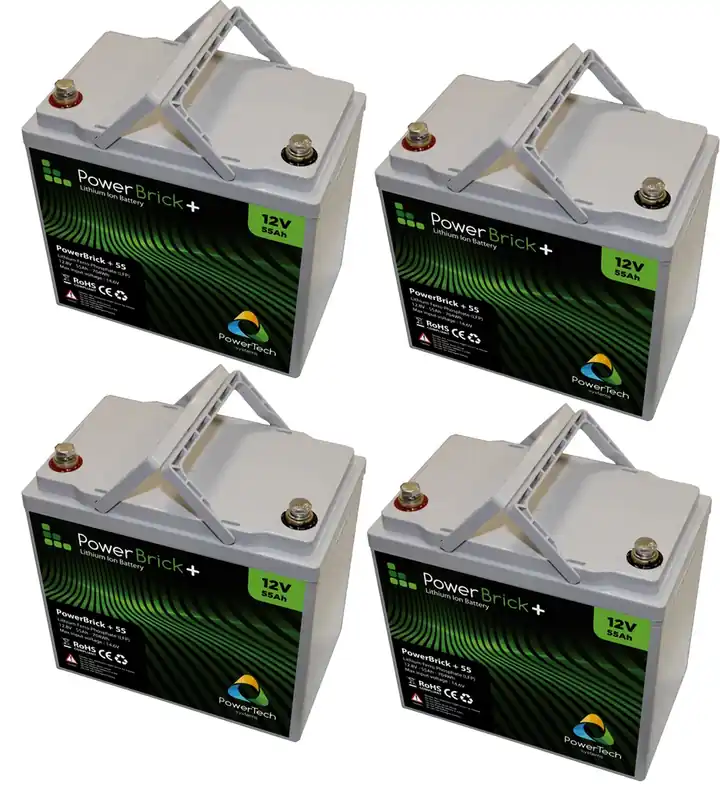 Expédition Rapide Lot de 4 batteries lithium 12V 55Ah Powerbrick +