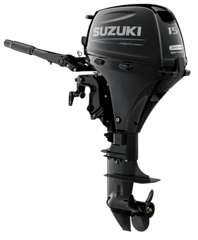 Soldes Moteur hors bord Suzuki DF15A 15cv 4T arbre court démarrage électrique barre franche