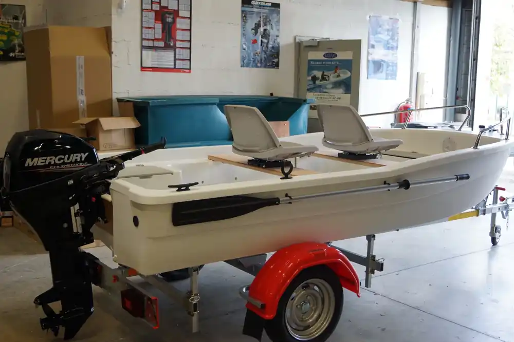 Paiement Sécurisé Pack EXPO Barque Aquasilure 3m80 + remorque GT + Moteur Mercury 20cv 4t