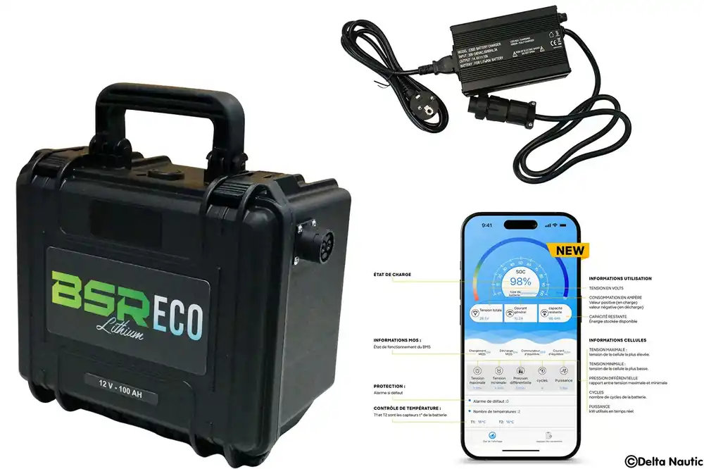Nouveauté Valise Batterie Lithium BSR Eco 100Ah 12V + chargeur offert