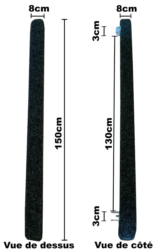 Glissière en bois recouvert de moquette marine pour remorque Commander Vite