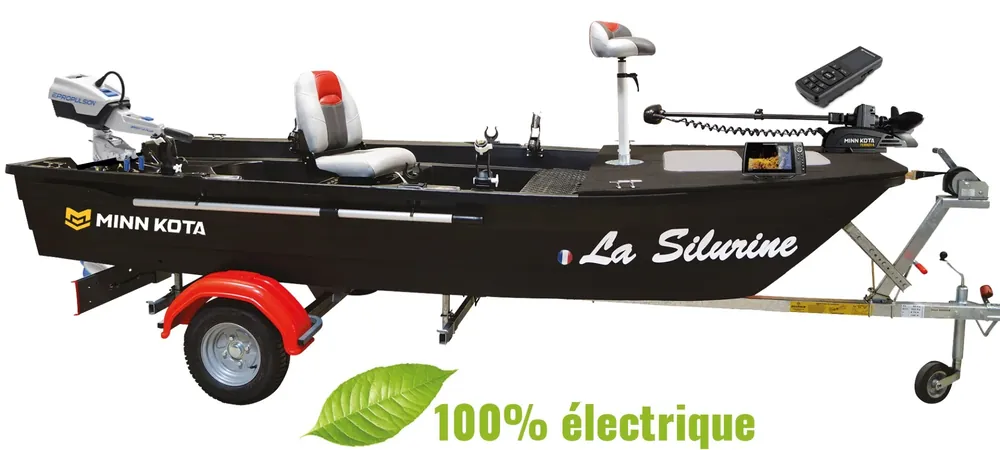 Pack barque Silurine 4m Bass Boat SPIRIT Blacky Electrique Haute Qualité