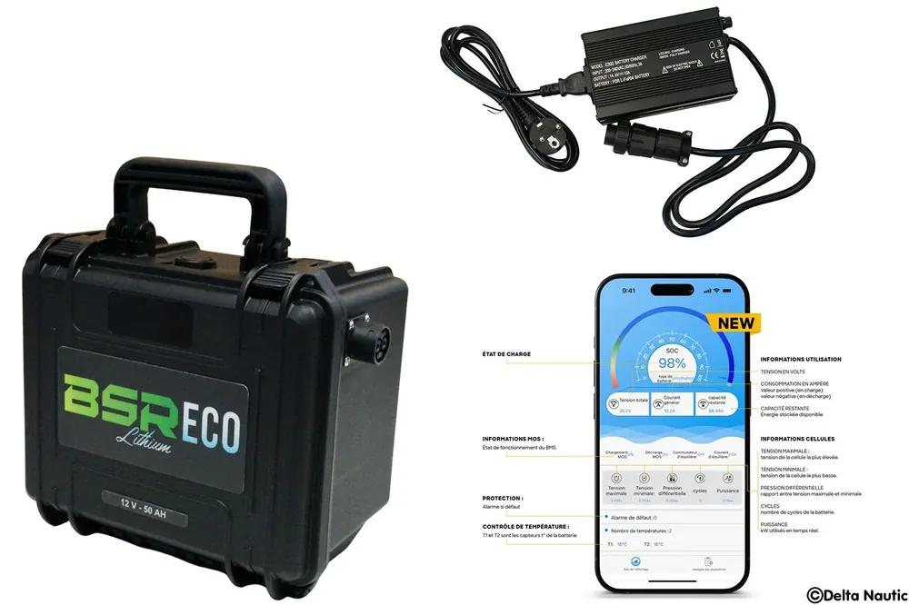 Valise Batterie Lithium BSR Eco 50Ah 12V + chargeur offert Haute Qualité