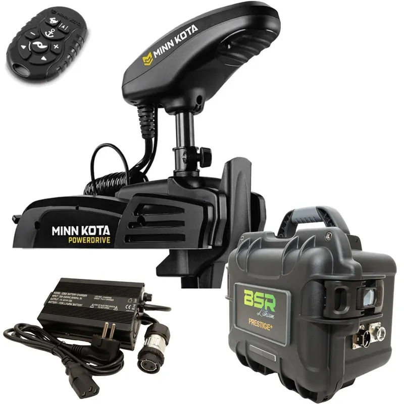 Pack moteur avant Minn Kota Powerdrive GPS 45 Lbs 12V + micro télécommande + valise batterie lithium BSR Prestige+ et chargeur Offre Exclusive