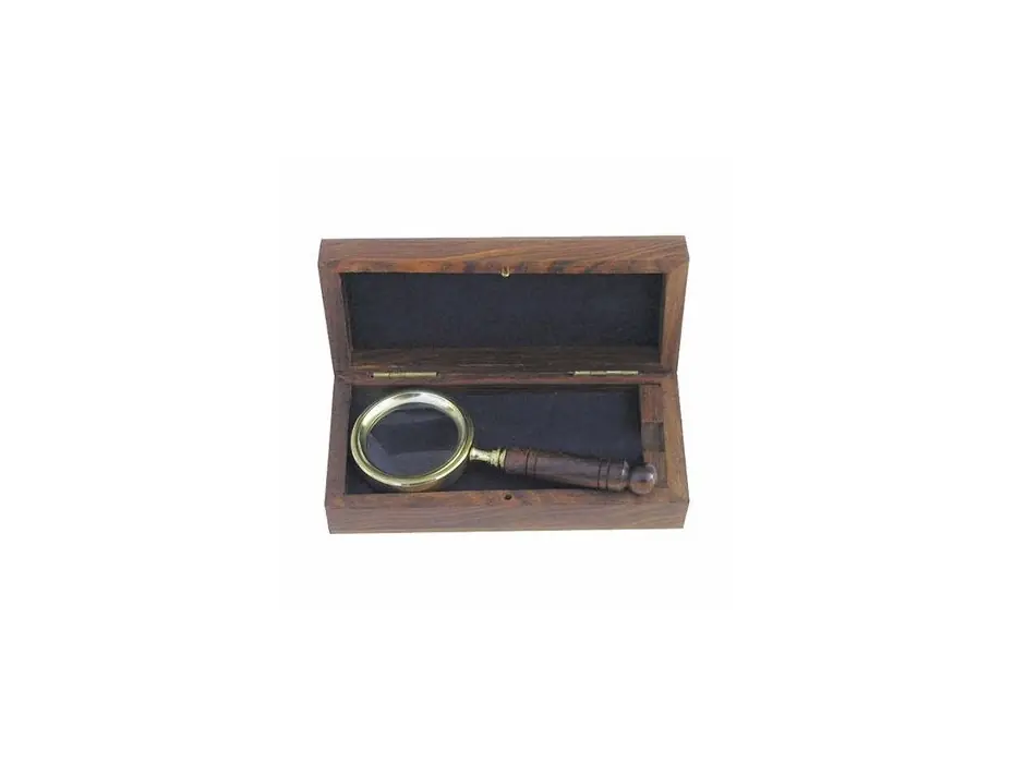 Retour Gratuit Loupe et boite en bois et laiton 11cm